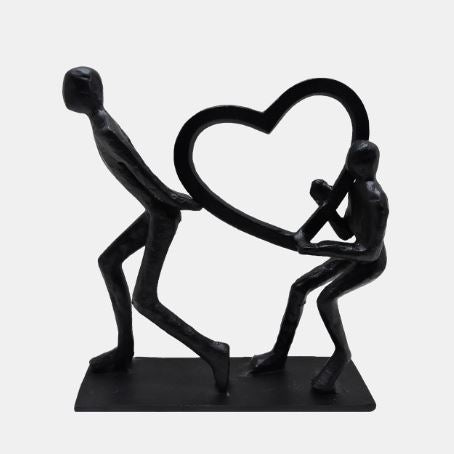 Escultura Pareja Corazon Negro