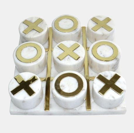 Tictactoe Marmol Blanco Dorado